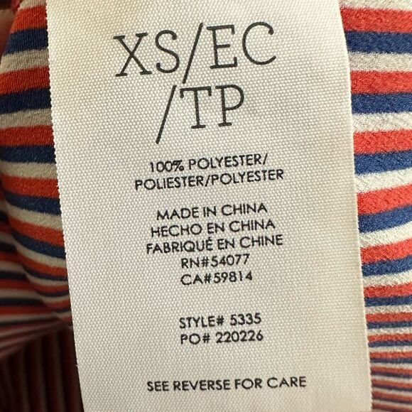 CABI Red White Blue Stripe V-Neck Long Sleeve Top Blouse Women's X-Small - Picture 6 of 9